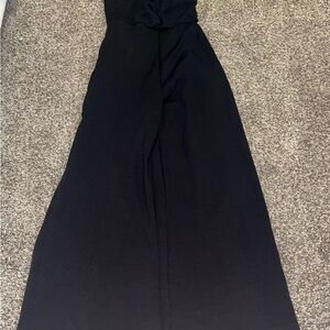 Lulus XS Diamandis Black Twist-Front Jumpsuit Formal Night Out Strapless